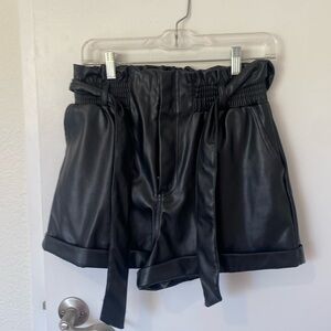 superdown Black Faux Leather Shorts